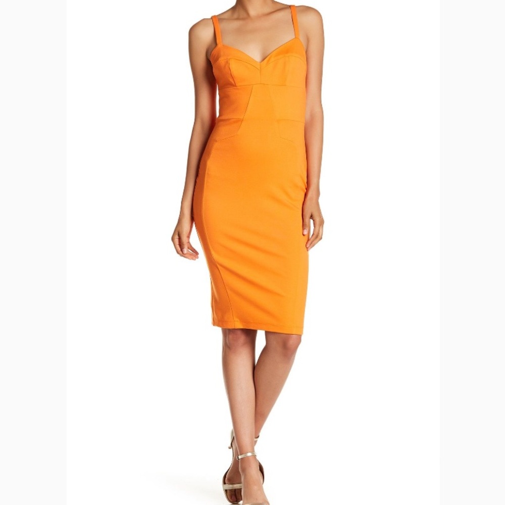 Amanda Uprichard Orange Body Con Camille Dress